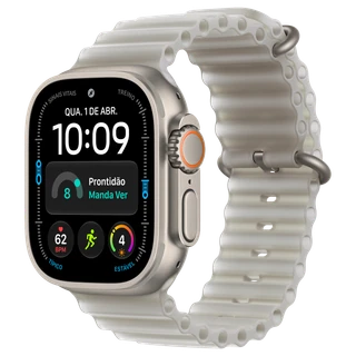 Apple Watch Ultra 4: 49 mm · Titânio · Natural · GPS + Cellular · Oceano · Cinza-translúcido · Tamanho único