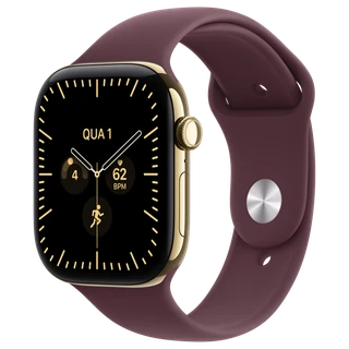 Apple Watch Series 12: 46 mm · Titânio · Ouro-brilhante · GPS + Cellular · Esportiva · Bordô · P/M