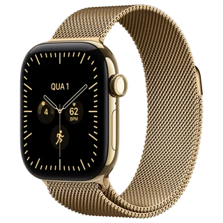 Apple Watch Series 12: 42 mm · Titânio · Ouro-brilhante · GPS + Cellular · Estilo milanês · Ouro-brilhante · Tamanho único