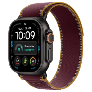 Apple Watch Ultra 4: 49 mm · Titânio · Preto · GPS + Cellular · Loop Trail · Bordô · P/M