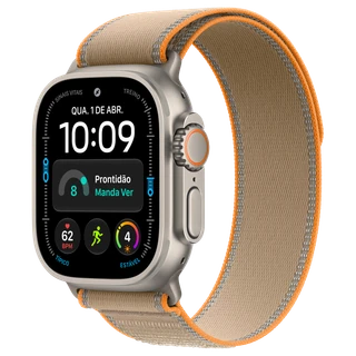 Apple Watch Ultra 4: 49 mm · Titânio · Natural · GPS + Cellular · Loop Trail · Areia · P/M