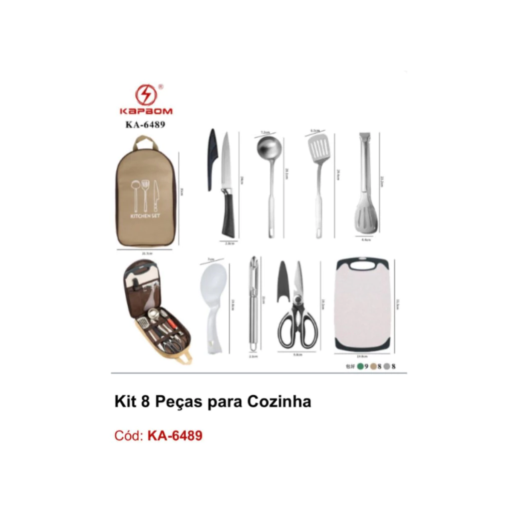 010af4cec9c20dd4e024d0043796cae3-80a87f189850f5622817274640353004-1024-1024 Kit Utensílios Cozinha Camping 8 Peças KA-6489 – Prático e Portátil - Imagem 1