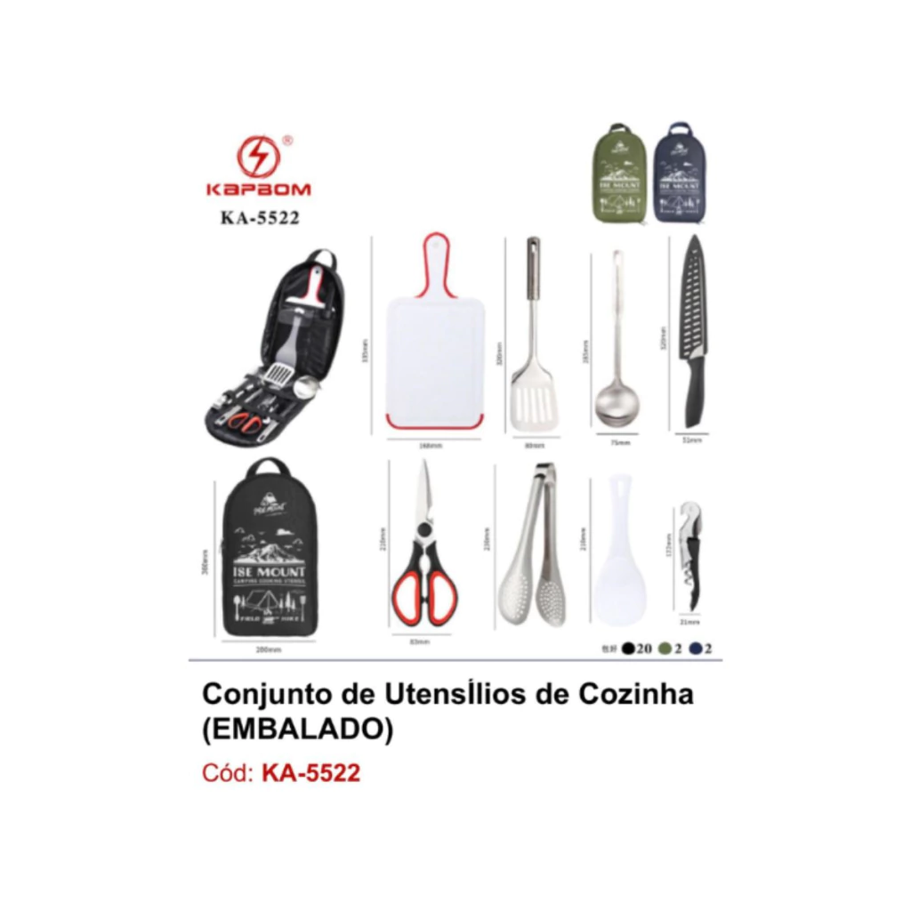 0e47746a0c083ee4301bd26ca115d7b7-4f77520f023e1c223617274640286213-1024-1024 Kit Utensílios Acampamento KA-5522 – 8 Peças Práticas e Leves - Imagem 1