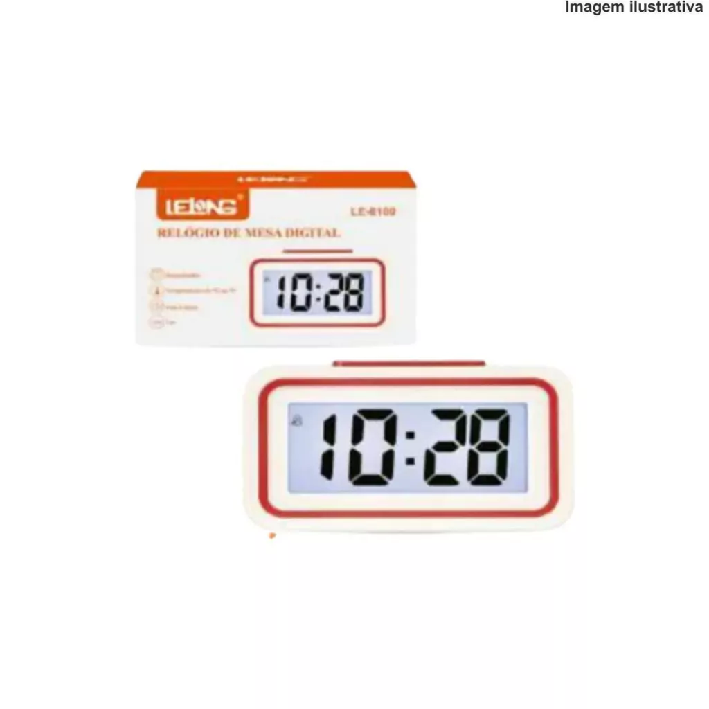 1-036f8b439b6ac1b4d817236645477491-1024-1024 Relógio de Mesa Digital LE-8100 – Display Claro e Design Moderno - Imagem 1