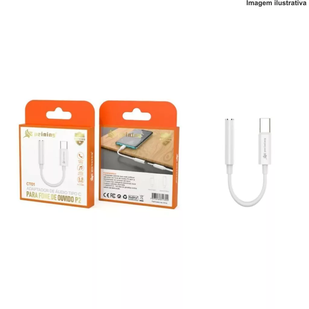 1-11de61cc3197b043c817251278656210-1024-1024 Adaptador de Áudio Tipo C para P2 PEI-CT01 – Conexão Rápida e Nítida - Imagem 1