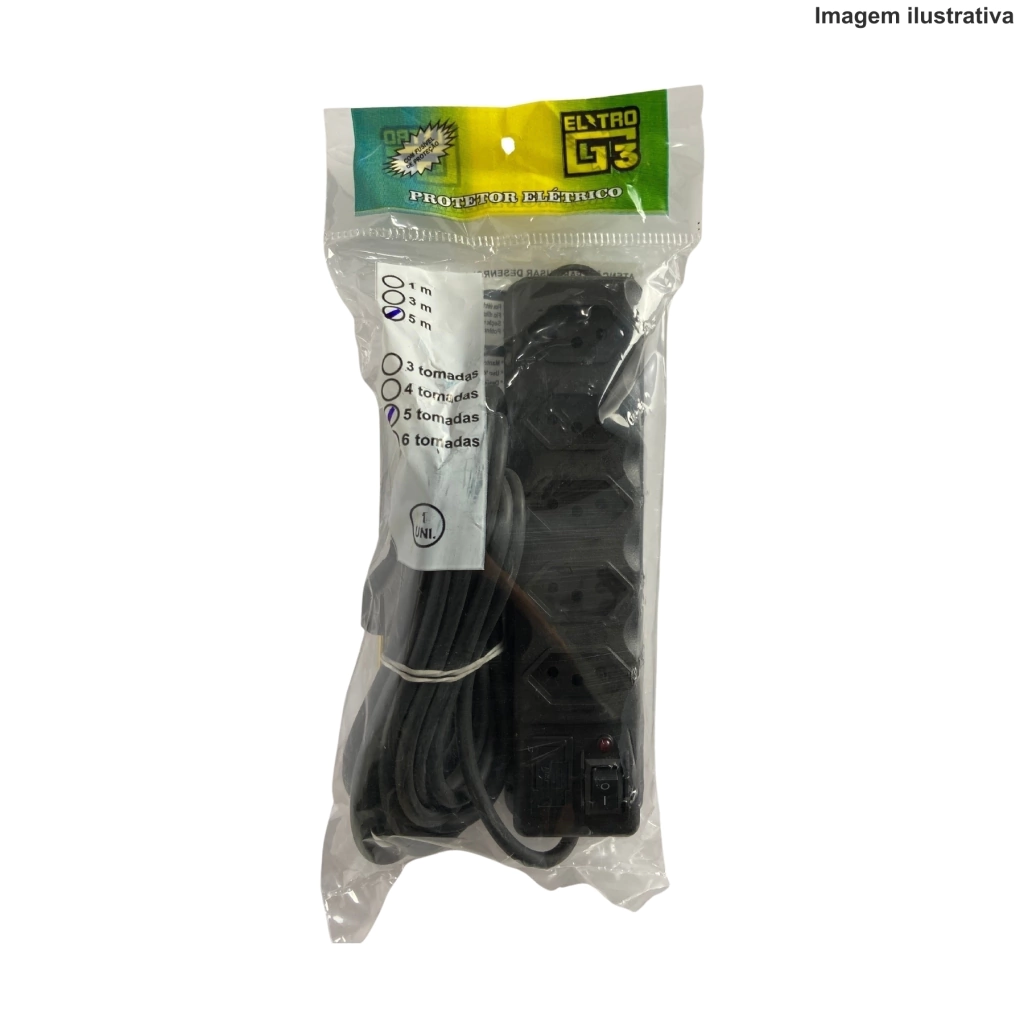 1-3f5ab313bb2e68b9f217284996439551-1024-1024 Protetor Elétrico 5M com 5 Tomadas – Proteção e Organização - Imagem 1