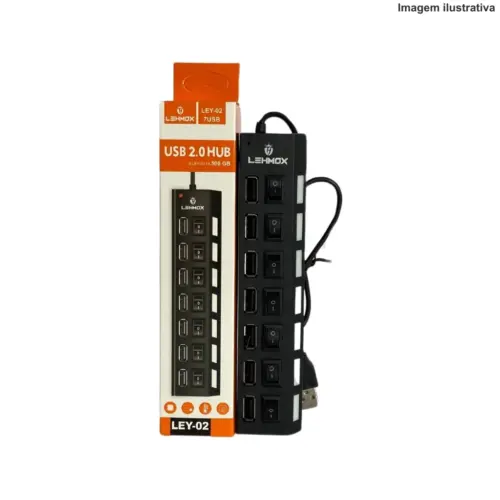 Hub USB 2.0 com 7 Portas LEY-02 Lehmox – Conectividade e Desempenho