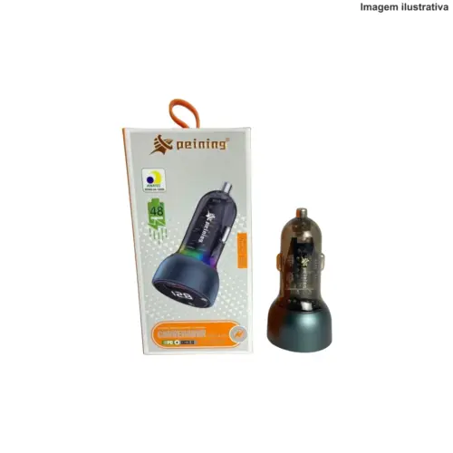 Carregador Veicular USB + Tipo C 48W PEI-CC20 – Alta Potência e Segurança