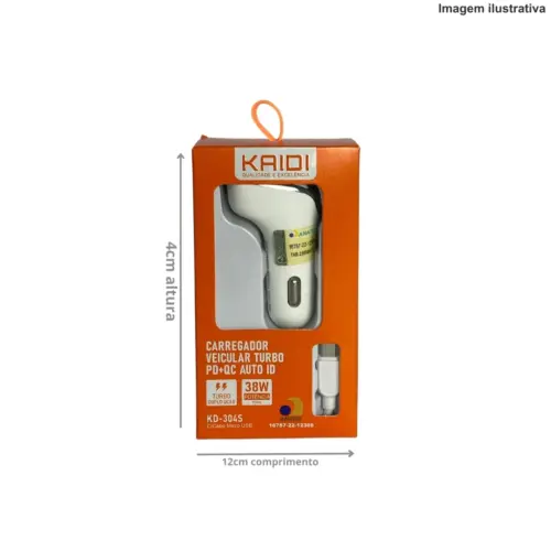 Carregador Veicular Turbo V8 38W KD-304S – Potente e Compacto