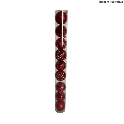 Bola de Natal Sortida com 9 Unidades 6cm P10166/P10367 – Decoração Clássica