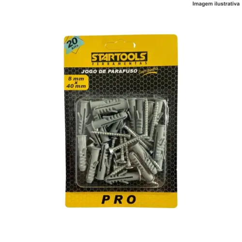 Jogo Parafuso com Bucha 8x40mm AR0275 Startools – Fixação Segura e Prática