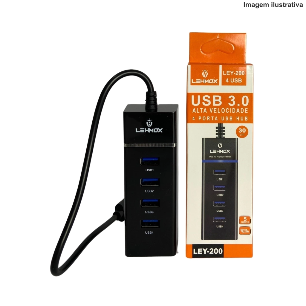 1-bbacf9d51441fd738217289096848515-1024-1024 Hub USB 3.0 4 Portas LEY-200 Lehmox – Alta Velocidade e Conectividade - Imagem 1