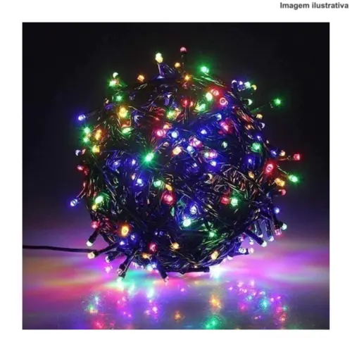 Pisca Pisca 127V 10M (100 Leds Coloridos Fio Verde) 15103 – Iluminação Decorativa
