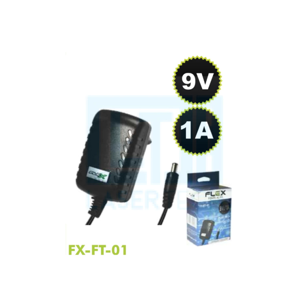 1c97810c9935545f37c3db714760c5dc-a053d6e37e083a34ee17202688864039-1024-1024 Fonte de Alimentação 9V Estabilizada FX-FT01 FLEX – Estável e Confiável - Imagem 1