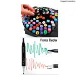 Kit Canetas Marcadoras Dupla Ponta 24 Cores – Criatividade e Definição Profissional - Imagem 2