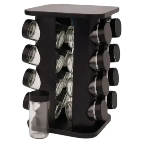 Porta Condimento Preto 16 Pçs LT-24039 – Organização e Estilo