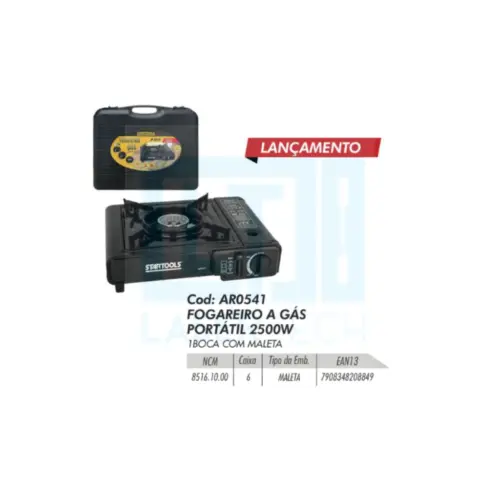 Fogareiro a Gás Portátil 2500W AR0541 Startools – Ideal para Camping e Lazer