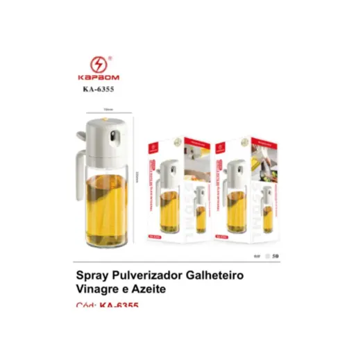 Spray Borrifador Vidro 550ml KA-6355 – Ideal para Azeite e Vinagre