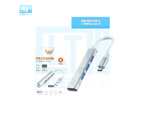Hub USB Type-C 4 Portas AU-48 – Expanda Suas Conexões com Rapidez