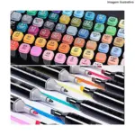 Kit Canetas Marcadoras Dupla Ponta 24 Cores – Criatividade e Definição Profissional - Imagem 3