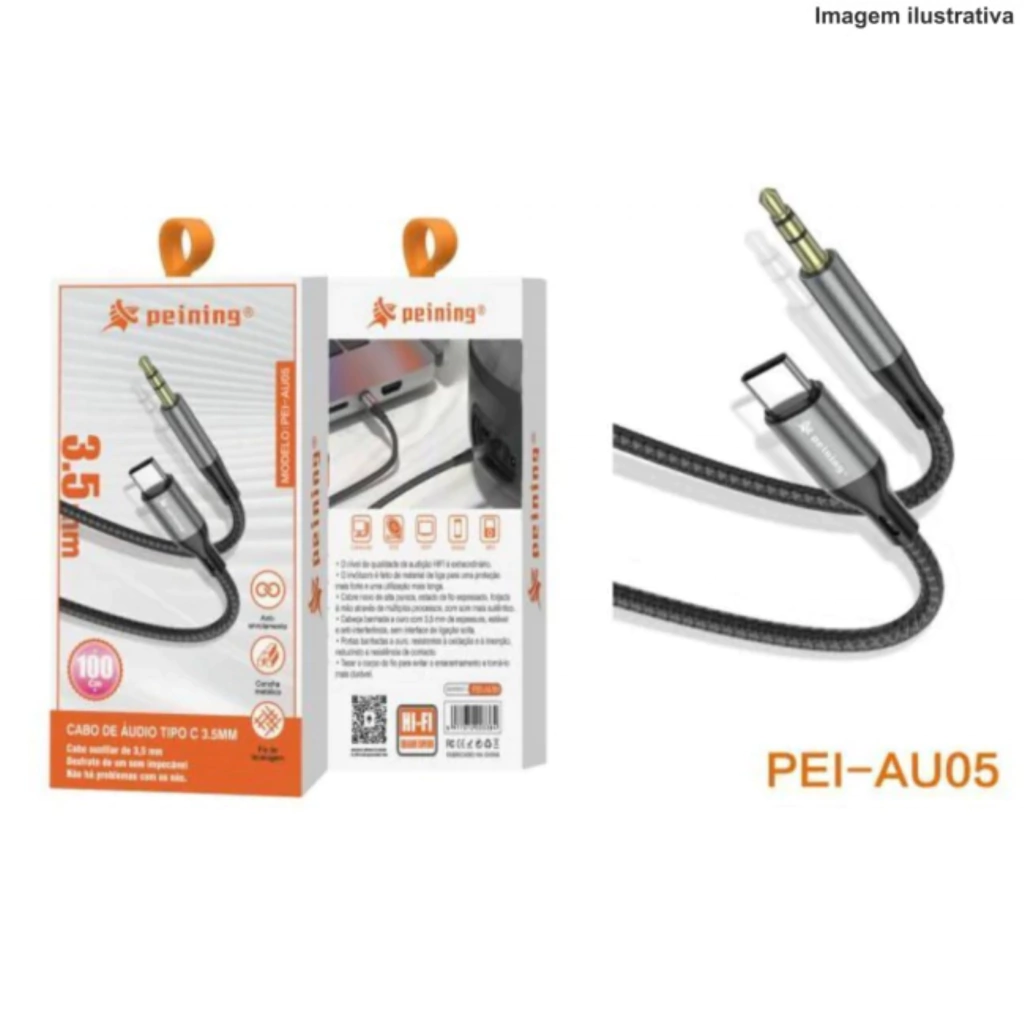 40-a618903f584058b72117398179442743-1024-1024 Cabo Adaptador de Áudio P2/Tipo C PEI-AU05 – Som Claro e Compatibilidade - Imagem 1