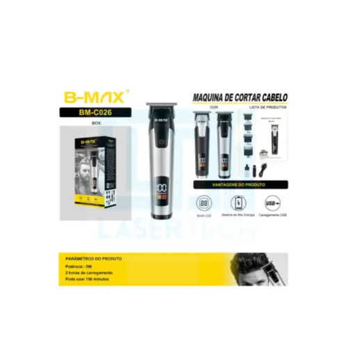 Máquina de Cortar Cabelo Profissional BM-C026 B-Max – Corte Preciso e Suave