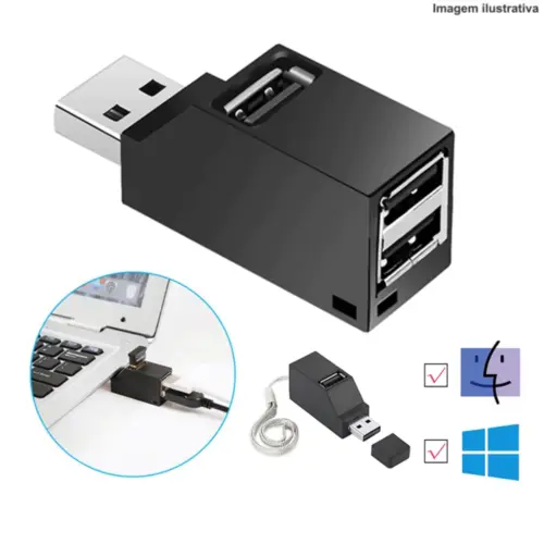 Hub USB 2.0 Interface 3 em 1 MST-011 – Conectividade Rápida e Versátil