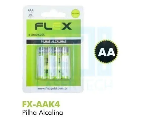 Pilhas Alcalinas com 4 Unidades AA FX-AAK4 – Longa Duração e Confiabilidade