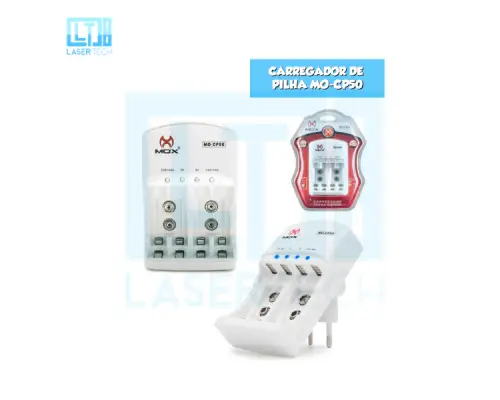 Carregador de Pilhas MO-CP50 – Compacto e Eficiente