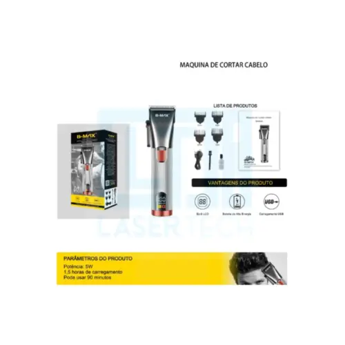 Máquina de Cortar Cabelo Profissional BM-C018 B-Max – Desempenho e Potência