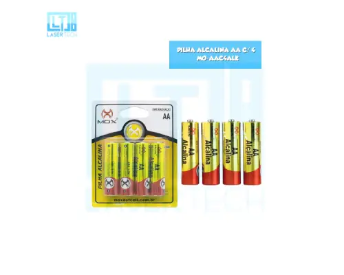 Pilhas Alcalinas AA com 4 Unidades MO-AAC4ALK – Alta Duração e Confiabilidade