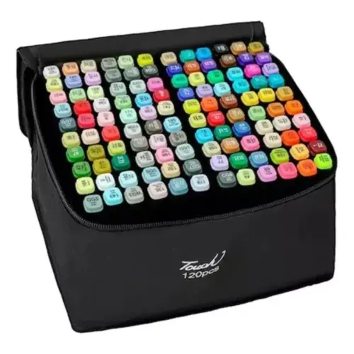 Kit Canetinhas Marcadoras 120 Cores Dupla Ponta MKB-120 – Criatividade Ilimitada