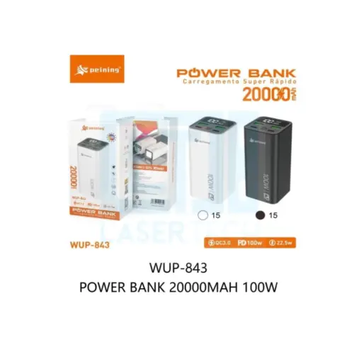 Power Bank 20000mAh WUP-843 – Alta Capacidade e Carga Rápida