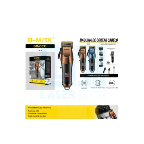 Máquina de Cortar Cabelo Profissional BM-C031 B-Max – Corte Preciso e Motor Forte