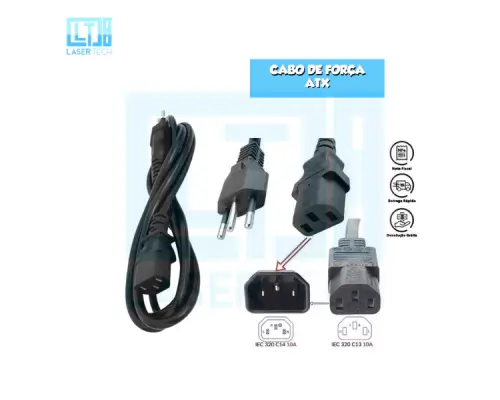 Cabo de Força ATX 1.5M – Conexão Segura e Durável