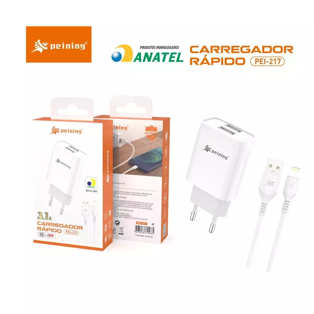 br-11134207-7r98o-m6ppu0idkt9s4e-50bd528e4c780b9b0217479139809393-1024-1024 Carregador Rápido iOS 3.1A 2USB PEI-217-2 Peining – Duplo e Potente - Imagem 1