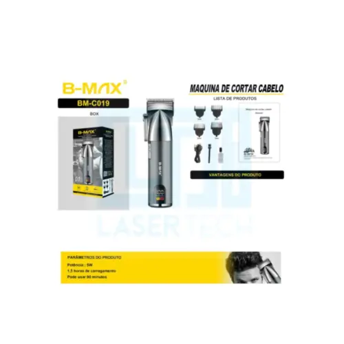 Máquina de Cortar Cabelo Profissional BM-C019 B-Max – Corte Preciso e Potente
