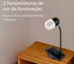 Luminária 3 em 1 com Carregador e Caixa de Som – Moderna e Multifuncional