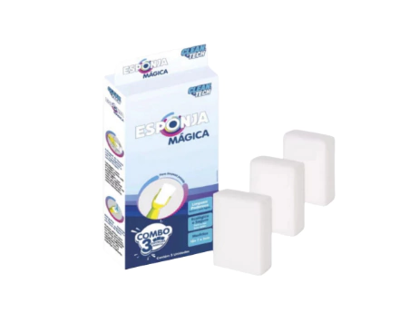 Esponja Mágica com 3 Unid CT0033 Clean Tech – Limpeza Sem Esforço