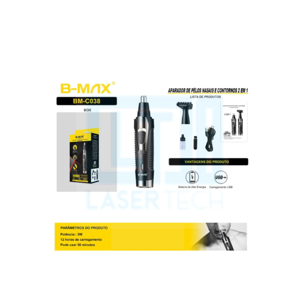 cf636e9416e8f797dcbc831df337a414-333682fda278b3568b17220082614543-1024-1024 Aparador de Pelos Nariz e Contornos 2x1 BM-C038 B-Max – Precisão e Praticidade - Imagem 1