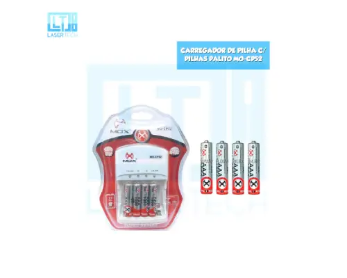Carregador de Pilhas com Pilhas Palito MO-CP52 – Prático e Econômico