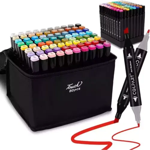 Kit Canetas Marcadoras 80 Cores Dupla Ponta MAX-0012 / MKB-80 OPC-8003 – Criatividade Sem Limites