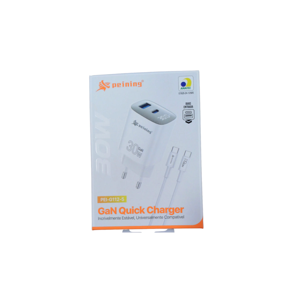 design-sem-nome-22-5f6026c8c2c251f79a17494733469433-1024-1024 Carregador GaN Tipo C 30W 2 Entradas PEI-G112-5 – Compacto e Super Potente - Imagem 1