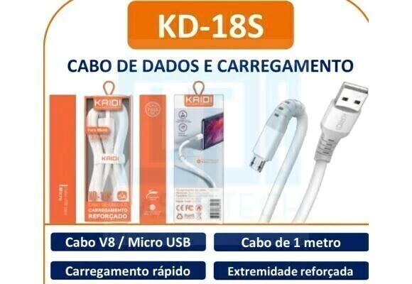 f494c916c35b4ef0d4443c80c6fdd18e-3e426c7b03df4aa7f417164972491883-1024-1024 Cabo V8 Kaidi Reforçado 1m KD-18S – Resistente e Eficiente - Imagem 1