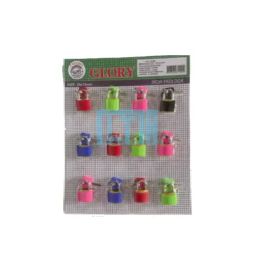 Cadeado Colorido 12 Unid 20x12mm – Prático e Colorido