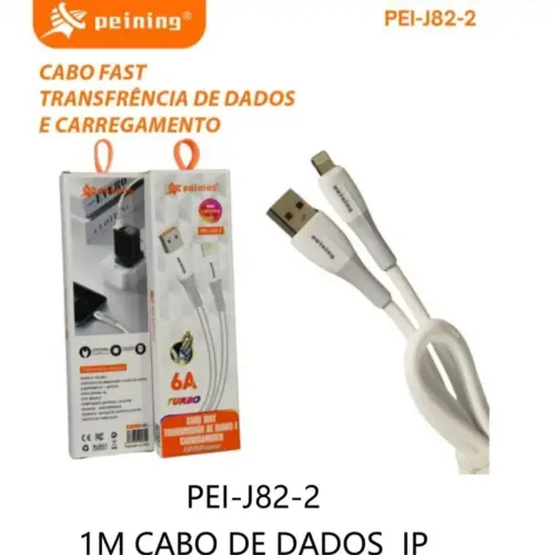 Cabo de Dados iOS/USB 1M PEI-J82-2 – Carregamento Rápido e Seguro