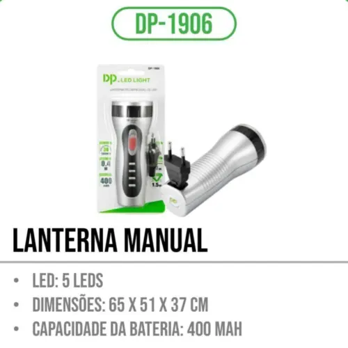 Lanterna Manual 5 LEDs DP-1906 – Compacta e Potente