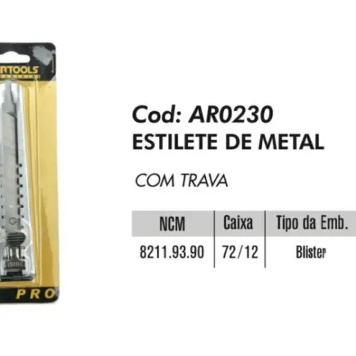 Estilete de Metal com Trava AR0230 Startools – Corte Preciso e Seguro