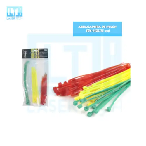 Abraçadeira de Nylon TRY-6123 com 75 Unidades – Organização e Fixação