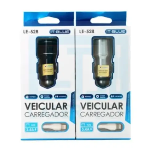 Carregador Veicular iOS LE-528P – Compacto e Eficiente